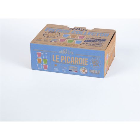 Lot de 6 gobelets en verre trempé 25 cl – 2 roses, 2 marins, 1 vermeil, 1 vert – Résistants aux chocs thermiques – Design classique – Duralex