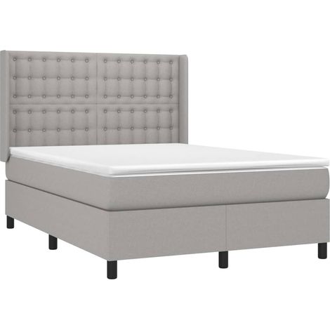 Boxspringbett mit Matratze Hellgrau 140x200 cm Stoff vidaXL (1/4)