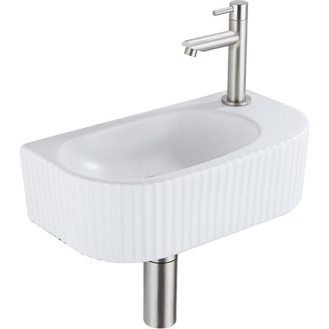 Fugaflow Efficiente Pietra ensemble de fontaine - 40 x 21,5 x 12 cm - droite - rainuré - demi-rond - 1 trou de robinet - céramique - robinet de