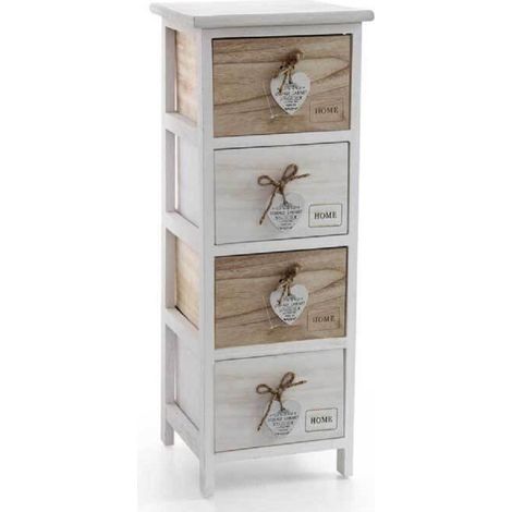 Trade Shop - Cajonera Corazón Colgante 4 Cajones Madera Bicolor Hogar 80x26x32cm 793387 - (1/2)