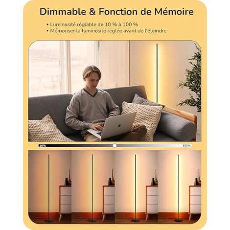 Living Room Floor Lamp, Dimmable, Height Adjustable, Black (1/4)
