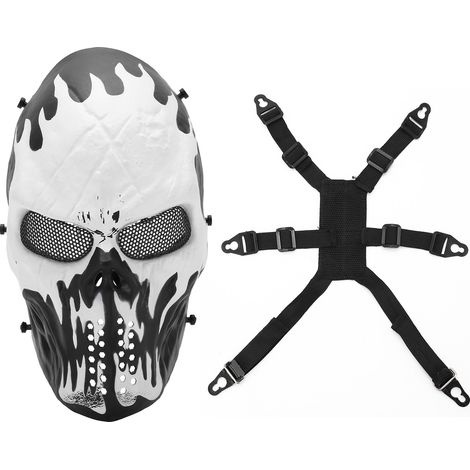 M06 BB Vollgesichtsschutzmaske mit gruseligem Totenkopfmuster und Augenschutz für Halloween (1/5)