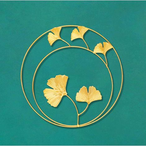 Mitchell Metal Wall Decoration Sculpture Ginkgo Leaves Shape Background Wall Living Room Decoration Modern Iron Art Gold Leaves Decorative Wall Hanging 1 Piece (1/5)