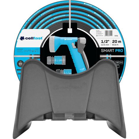 Jeu De Tuyaux D'irrigation Smart Pro Ats De 12,5 Mm X 20 M, Support Mural Et Connecteurs Cellfast (1/2)