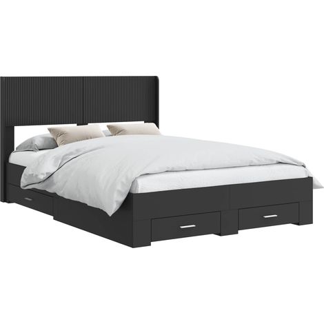 Maison Exclusive - Cadre de lit avec rangement et tête de lit Noir 135 x 190 cm