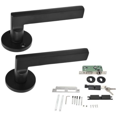 2 Pièces Poignée de Porte Serrure Silencieuse Conception de Roulement en Alliage D'aluminium Bouton de Porte Noir Moderne sans Bruit Anticollision Serrures de Porte avec Clés pour Chambre (1/5)