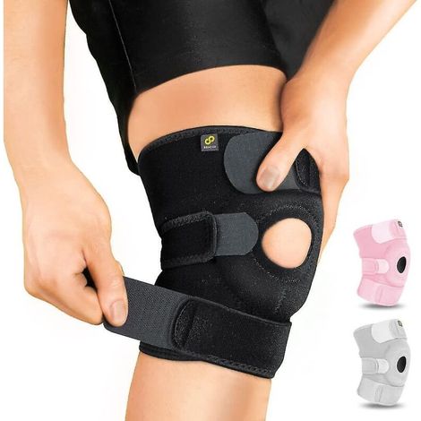 Verstellbare Kniebandage mit Kompression für die Patellarsehne, für Männer und Frauen – Linderung von Arthritisschmerzen, Genesung nach Verletzungen, Laufen (schwarz) (1/5)
