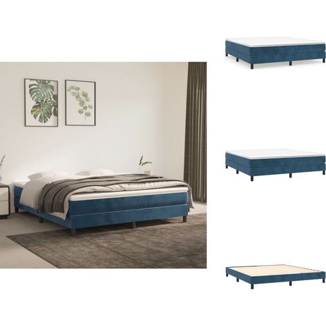 Boxspringbett mit Matratze Dunkelblau 160x200 cm Samt - Samtbett - Boxspringbett - Doppelbett - Bettauflage - Matratze (1/5)