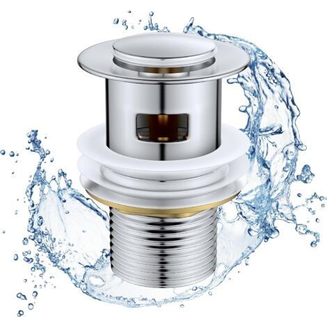 INHHUB Bonde de Lavabo avec trop-plein, Pop Up Bonde Lavabo Universel, Bonde d'évier essuyable et anti-débordement en laiton chromé G 11/4 pour Vasque Salle de Bain Avec Universel, Petit couvercle 36 (1/5)