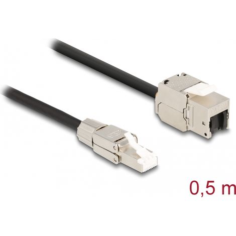 Delock Cable RJ45 macho montaje en campo a MÃ³dulo Keystone RJ45 hembra Cat.6A de 50 cm