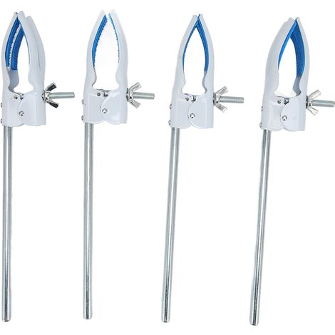 Lot de 4 pinces de laboratoire à 4 branches avec revêtement en caoutchouc, pinces de support universelles professionnelles en acier inoxydable pour tubes à essai et flacons (1/5)