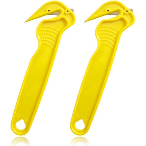 Lot de 2 couteaux de sécurité, ouvre-colis, crochet, jaune