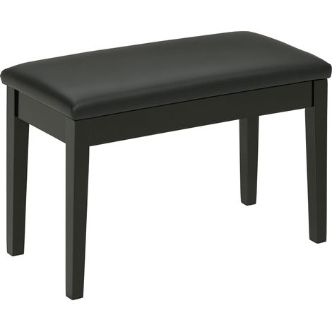 Homcom – Banc pour piano noir – Banquette rembourrée en bois d'hévéa – Revêtement synthétique facile à nettoyer – Charge max 150 kg – Dimensions 75x35x49 cm (1/5)