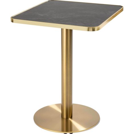 Table à manger 60 x 60 cm pied doré et revêtement noir/doré (1/5)