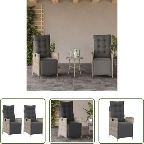Chaise inclinable - Chaises inclinables de jardin lot de 2 avec repose-pied rotin (1/5)
