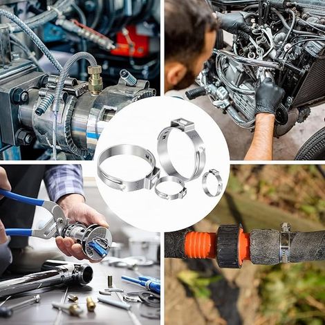 Stainless Steel Single Ear Hose Clamps Continuous Crimping Pliers for Securing PEX Flexible Hoses and Automotive Use (1/2)