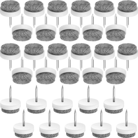 32 Pièces 20MM Patins en Feutre Clous sur Patins de Meubles (Gris et Blanc) (1/5)