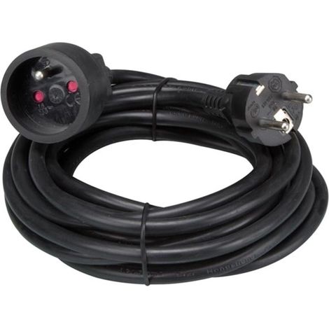 Perel Rallonge, H05VV-F 3G1.5, 5 m, 16 A/230 V, 3500 W, type E/F, usage intérieur, PVC, noir (1/5)