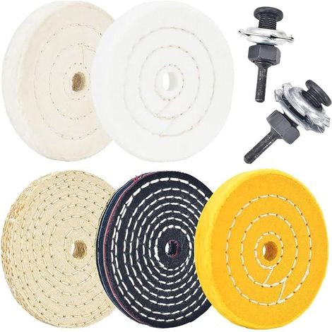 Disque Polissage Lot De 5 - Disque De Polissage Pour Touret À Polir, Diamètre 10,16 Cm, Trou Mandrin 1,27 Cm, 2 Tiges Mandrin 6 Mm, Idéal Pour Métal, Bois, Pierre, Kit Pad Polissage (1/5)