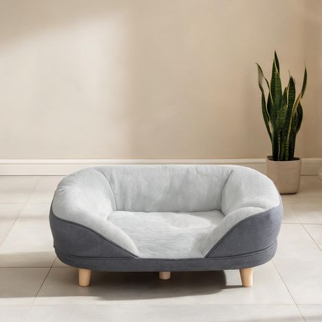 Couchage pour chien coloris gris en polyester MDF 90 x 78 x 25 cm (1/5)
