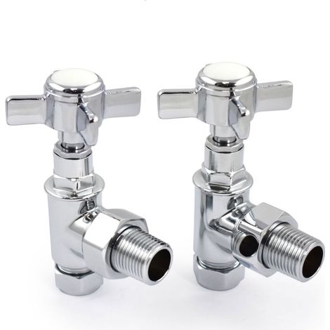 West Westminster Crosshead Angled Radiator Valves Pair - Chrome (1/3)