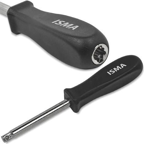 Mango de llave de vaso Isma de 1/4" (150 mm) con pomo para destornillador y llave inglesa. (1/3)