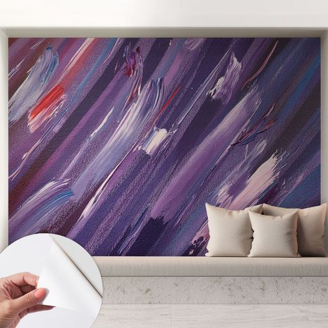 Tapete Selbstklebend - Wandtapete modern - Tapete mit Motiv - Tapete Schlafzimmer Farbenfrohe Pinselstriche 208x146 cm (1/5)