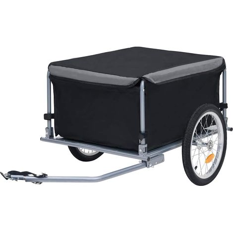 vidaXL Remolque para bicicletas negro y gris 65 kg (1/5)