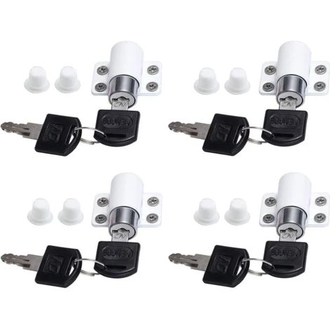 Lntyq 4pcs Verrous de Fenêtre Porte Coulissante Patio Embrailleur Bloc Baie Vitrée Coulissante Verrouillage Coulissant Serrure Porte Coulissant Restricteur avec Clé ,Blanc (1/5)