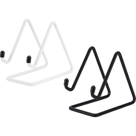 Support téléphone triangulaire antidérapant, 2 pièces avec base caoutchouc pour tablette et smartphone, noir et blanc (1/5)