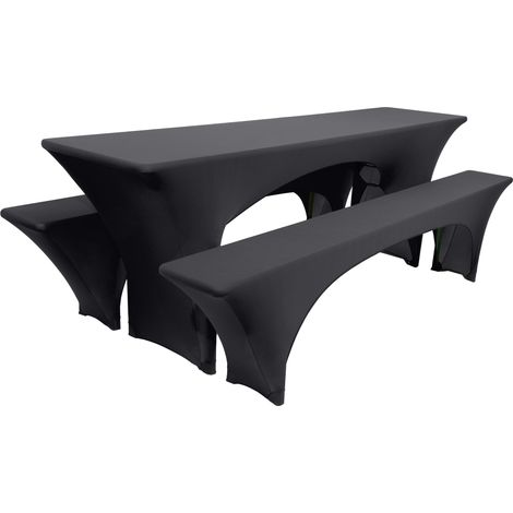 Beautissu Bierbankhusse Stretch Victoria	Schwarz, 220x70x50 cm