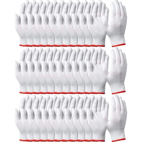 Hicarer 24 paires de gants de travail en coton, gants de sécurité blancs en coton, gants de travail plus épais pour hommes et femmes (1/5)
