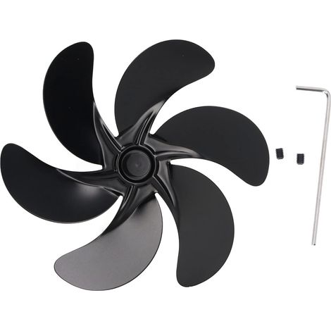 Lame de Ventilateur de Cheminée Lame de Ventilateur de Poêle en Alliage D'aluminium Résistant Aux Hautes Températures Lame de Remplacement de Ventilateur de Cheminée Noire(6 Lames) (1/5)