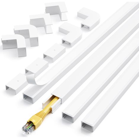Goulotte Passe Câble, 4M Mini Goulotte électrique Autocollante, Pouvant être Peinte Goulotte pour Cacher Un Câble d'enceinte ou Un Câble TV, 4 x L 1000 mm, B15 mm, H 10 mm (1/5)