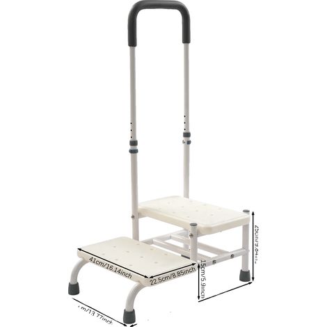 Escalera de tijera con rampa ajustable, capacidad de carga de 135 kg, color blanco. (1/2)