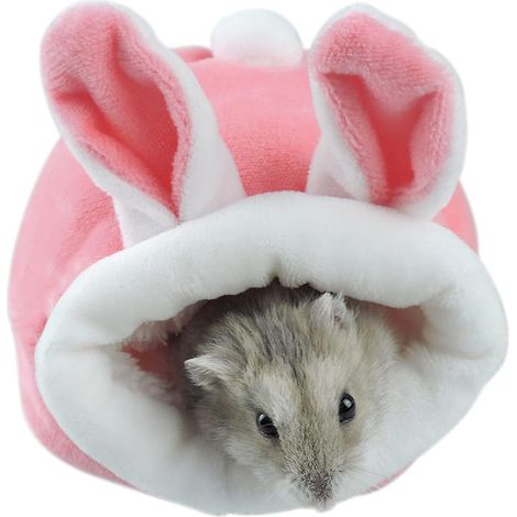 Hamsterbett, kleines, weiches und warmes Hamsterhaus, niedliches, rutschfestes Hamsternest, Kleintierstreu, geeignet für Zwerghamster, Mini-Igel und kleine Haustiere (rosa)