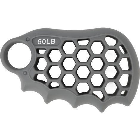 Exerciceur de doigts en silicone, renforçateur de préhension souple élastique pour main, 60LB gris, idéal employé de bureau. (1/5)