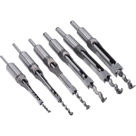 Ensemble de 6 forets à mortaiser à trou carré, ciseaux à tenon réglables en acier allié, outils de menuiserie (1/5)