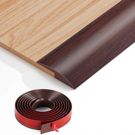 Profilé de seuil de sol auto-adhésif de 300 cm (118 po) en vinyle imitation bois brun foncé pour moquette et carrelage (1/5)