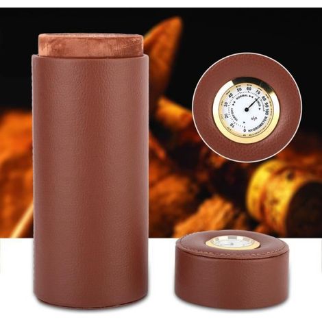 Boîte De Rangement Pour Cigares - Bois De Cèdre Intérieur - Hermétique Avec Hygromètre - 6 Cigares - 7,5 x 7,5 x 20 cm (1/4)