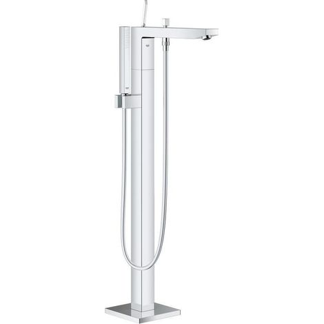 Grohe Eurocube Joy 1-Loch-Einhand-Wannenbatterie Fertigmontageset Bodenmontage, Chrom (1/5)