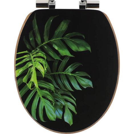 Wc-deckel mdf 18 zoll deckel design bedruckt sitz bambusimitat fallbremse chrom - green addict - Tendance