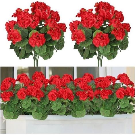 Flowers Artificielles - Geranium - Soie of quality - Resistant to UV - 36 cm (1/4)