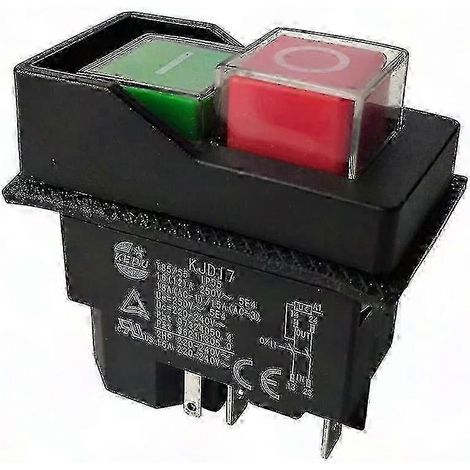 Interrupteur à bouton-poussoir KJD17 220V 5 bornes pour outils de jardin, contacteur électromagnétique, interrupteur de commande, pièce détachée robuste. (1/5)