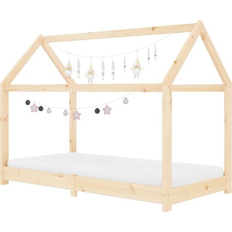 Lit enfant pour 1 personnes, Structure de lit, Assemblage Facile, Bois de pin massif 70x140 cm OIB7517E (1/5)