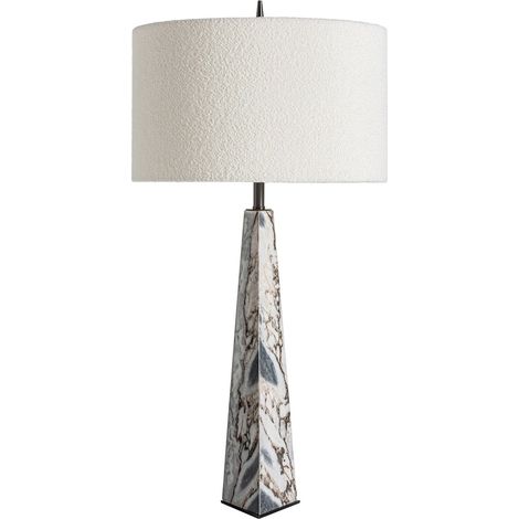 Lampe de salon art déco en marbre blanc finition marbrée - Blanc marbré élégant (1/4)