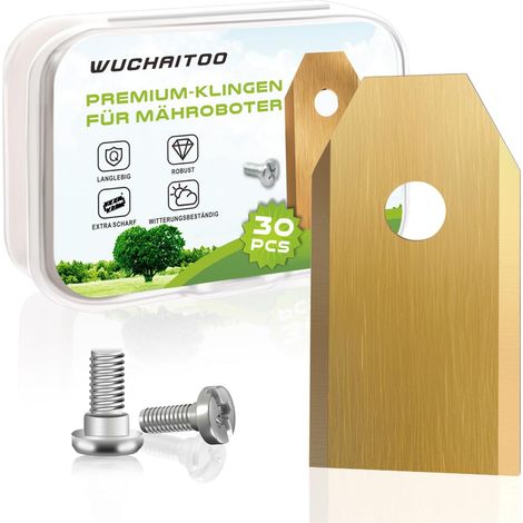 30 x Robot-Screw Trimmer Blades Included – Replacement Blade for Long-Lasting Mower Compatible with Navimow, Husqvarna, Gardena, Yard Force, Ferrex and McChulloch Robot Mowers (1/5)