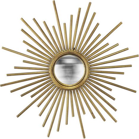 Miroir soleil convexe en métal doré 45cm – Design rayonnant – Réflexion unique pour agrandir l'espace – Pour intérieur moderne – Emde (1/2)