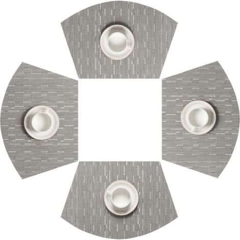 Lot de 4 Sets de Table PVC Tapis de Table Wedge Set Table résistant à la Chaleur Lavable (Gris argenté) (1/5)