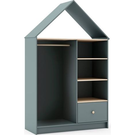 Armario vestidor juvenil Misty Cloud Verde Salvia - Oak Soft (ancho) x 180cm (alto) (1/5)